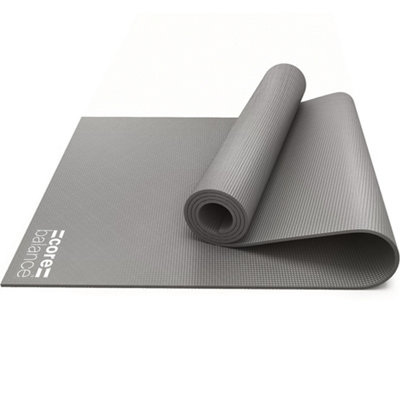 Core Balance PVC Non-Slip Yoga Mat with Strap - Grey