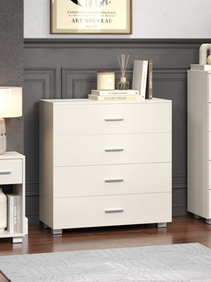 Core Products 4 Drawer White Gloss Chest of Drawers, H84.0cm x W80.0cm ...
