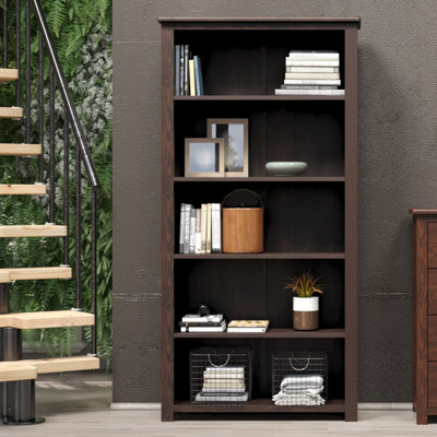Core Products 5 Shelf Tall Bookcase , Rich Dark Brown Lacquer Finish, Boston Range H180.0cm x W90.0cm x D30.0cm
