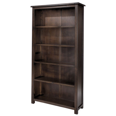 Core Products 5 Shelf Tall Bookcase , Rich Dark Brown Lacquer Finish, Boston Range H180.0cm x W90.0cm x D30.0cm