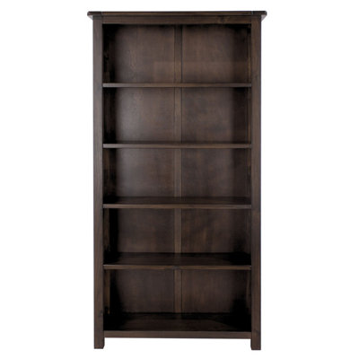 Core Products 5 Shelf Tall Bookcase , Rich Dark Brown Lacquer Finish, Boston Range H180.0cm x W90.0cm x D30.0cm