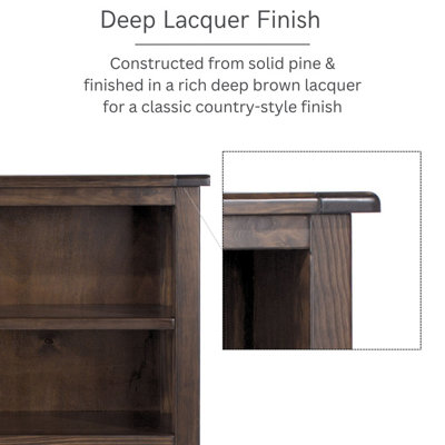 Core Products 5 Shelf Tall Bookcase , Rich Dark Brown Lacquer Finish, Boston Range H180.0cm x W90.0cm x D30.0cm