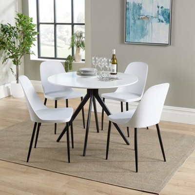 Core Products Aspen White 100cm Round Dining Table with 4 White Plastic ...