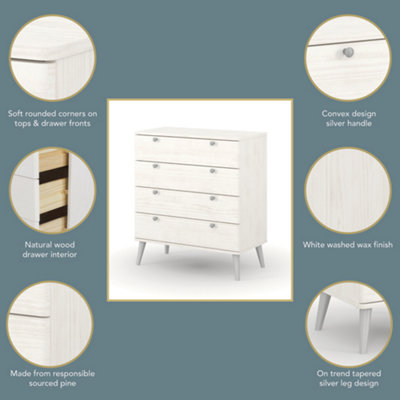 Core Products Augusta Curve 4 drawer chest , White