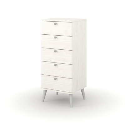 Core Products Augusta Curve 5 drawer narrow chest , White