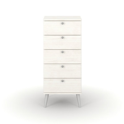 Core Products Augusta Curve 5 drawer narrow chest , White