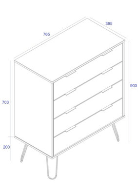 Core Products Augusta Industrial 4 drawer Pine chest of drawers