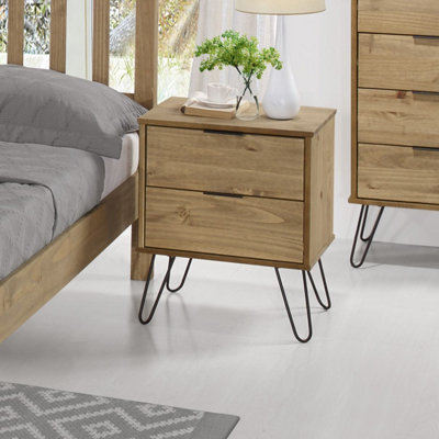 Core Products Augusta Industrial Design 2 drawer Pine Bedside table with Drawers