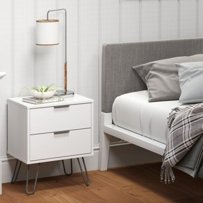Core Products Augusta Industrial White 2 drawer bedside cabinet