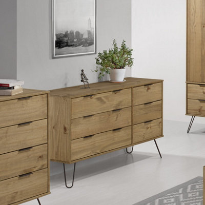 Core Products Augusta Pine 3+3 drawer wide chest of drawers