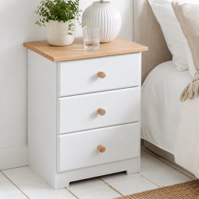 Core Products Colorado 3 Drawer Bedside Cabinet, H56.5cm x W44.0cm x D33.0cm