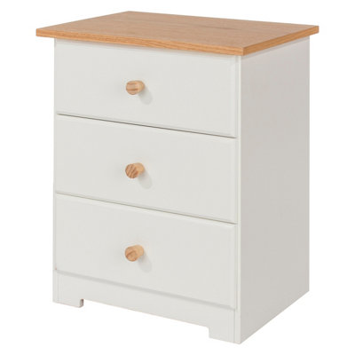 Core Products Colorado 3 Drawer Bedside Cabinet, H56.5cm x W44.0cm x D33.0cm