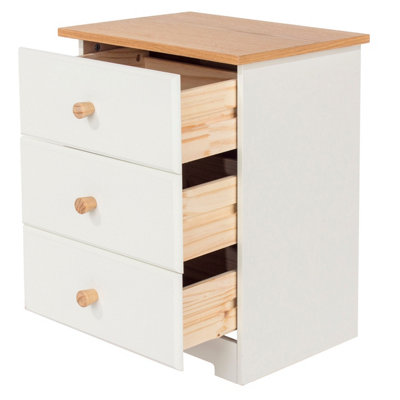 Core Products Colorado 3 Drawer Bedside Cabinet, H56.5cm x W44.0cm x D33.0cm