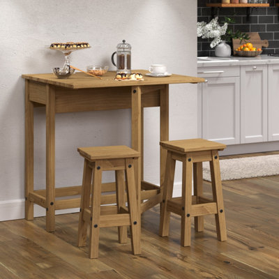 Core products Corona breakfast drop leaf table & 2 stools set, antique ...