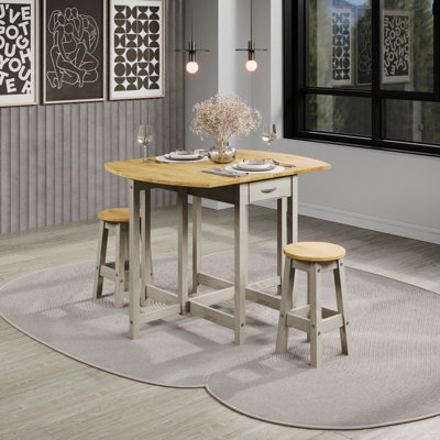 Core Products Corona Grey Oval Breakfast Drop Leaf Gateleg Table and 2 ...