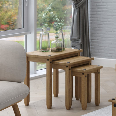 Core Products, Corona Nest of 3 Tables, Antique Wax Finish H51.1cm x ...