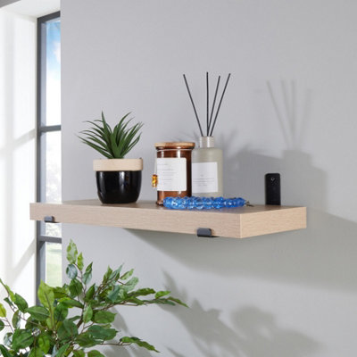 Core Products Jackson 60cm Chunky  Style Shelf With Sit On Brackets in Oak Effect