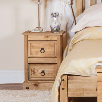 Core Products Premium Corona, 2 drawer petite bedside cabinet, antique waxed pine