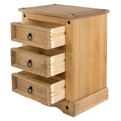Core Products, Premium Corona, 3 drawer bedside cabinet, antique waxed pine