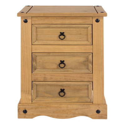 Core Products, Premium Corona, 3 drawer bedside cabinet, antique waxed pine