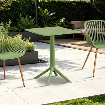 Core Products Square Plastic Garden Bistro Table, Moss Green