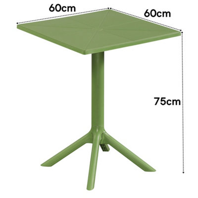 Core Products Square Plastic Garden Bistro Table, Moss Green