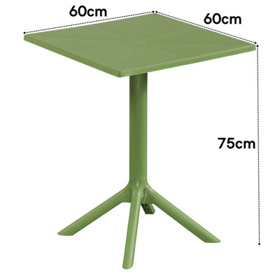 Core Products Square Plastic Garden Bistro Table, Moss Green