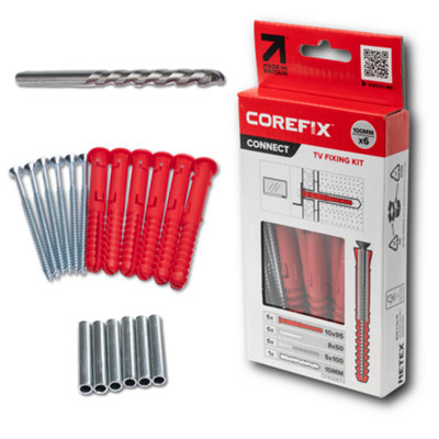 Corefix Connect 100 Dot & Dab Wall TV Fixing Kit With Drill Bit Pack of 6