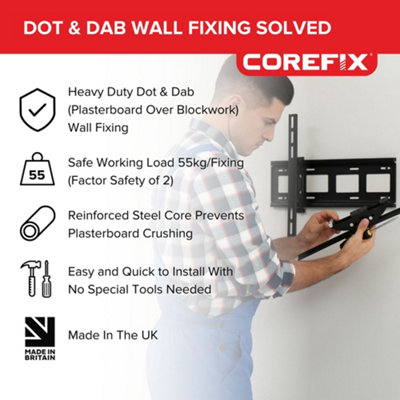 Corefix Connect 100 Dot & Dab Wall TV Fixing Kit With Drill Bit Pack of 6