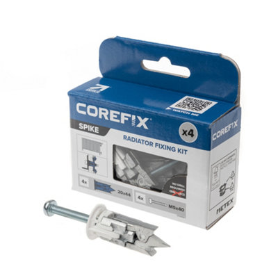 Corefix Spike Radiator Fixing Kit. Plasterboard. 4pk with M5x40mm screws