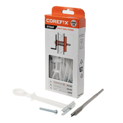 Corefix Strap Cavity Wall Fixing. 4pk with M5x40mm screws