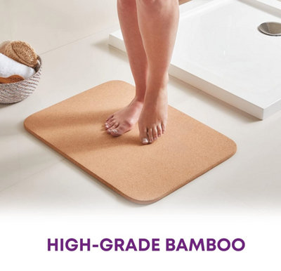 Cork Bath Mat Non-Slip 12mm Thickness -  Beige 46 x 62cm