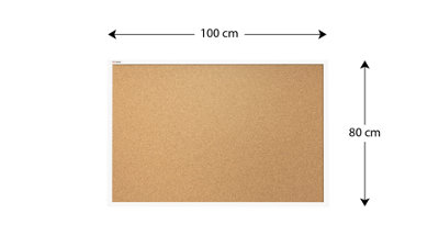 Cork notice board wooden natural white frame 100x80 cm