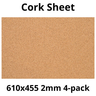 Cork Sheet - 2mm - 610x455mm - Décor/DIY - 4 pack