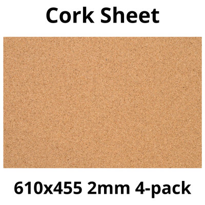 Cork Sheet - 2mm - 610x455mm - Décor/DIY - 4 pack Price Comparisons | Compare The Build