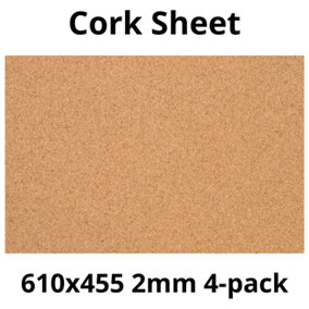 Cork Sheet - 2mm - 610x455mm - Décor/DIY - 4 pack