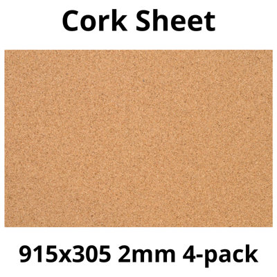 Cork sheet - 2mm - 915x305mm - Décor/DIY - 4pack