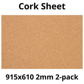 Cork Sheet - 2mm - 915x610mm - Décor/DIY - 2pack