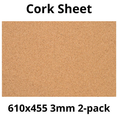 Cork Sheet - 3mm - 610x455mm - Décor/DIY - 2 pack