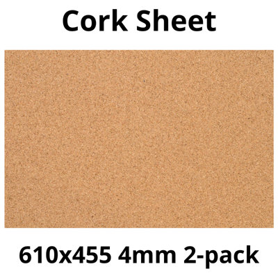 Cork Sheet - 4mm - 610x455mm - Décor/DIY - 2 pack