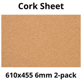 Cork Sheet - 6mm - 610x455mm - Décor/DIY - 2 pack