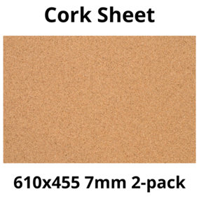 Cork Sheet - 7mm - 610x455mm - Décor/DIY - 2 pack