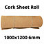 Cork Sheet Roll - 1000x1200mm - 6mm - Décor/DIY