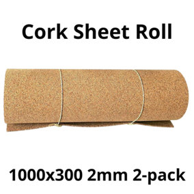 Cork Sheet Roll - 1000x300mm - 2mm - Décor/DIY - 2 pack