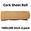 Cork Sheet Roll - 1000x300mm - 3mm - Décor/DIY - 2 pack