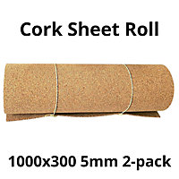 Cork Sheet Roll - 1000x300mm - 5mm - Décor/DIY - 2 pack