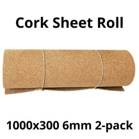 Cork Sheet Roll - 1000x300mm - 6mm - Décor/DIY - 2 pack