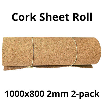 Cork Sheet Roll - 1000x800mm - 2mm - Décor/DIY - 2 pack