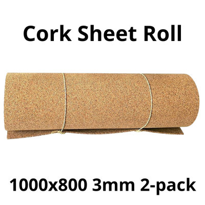 Cork Sheet Roll - 1000x800mm - 3mm - Décor/DIY - 2 pack