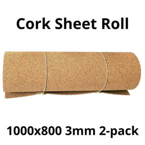 Cork Sheet Roll - 1000x800mm - 3mm - Décor/DIY - 2 pack